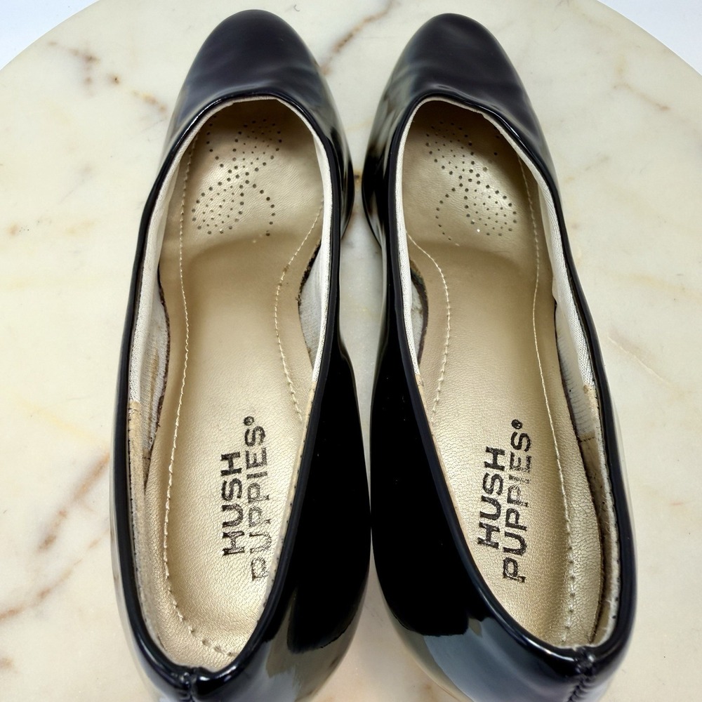Hush Puppies Pumps 7M Black Patent Dressy Kitten Heel  Made in USA - Picture 7 of 8